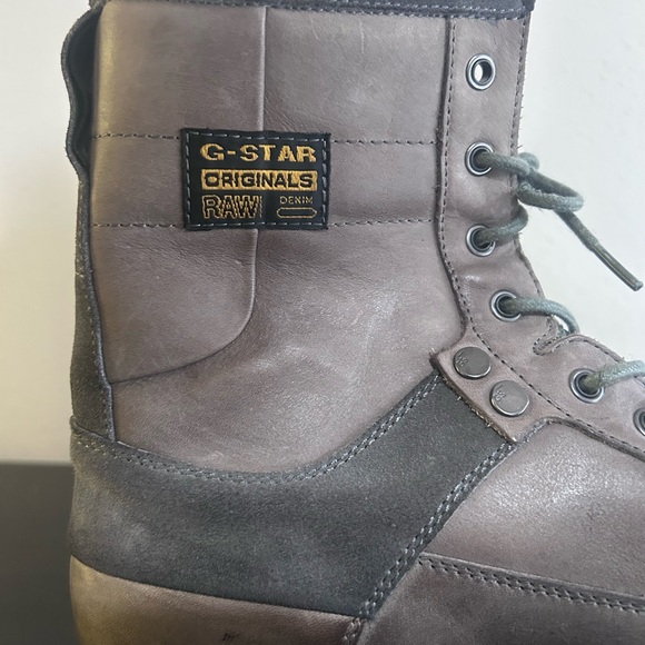 G-Star Grey Leather Boots - Picture 5 of 6